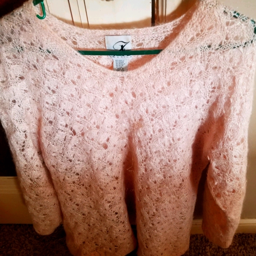 Pink fuzzy sweater size 14/16